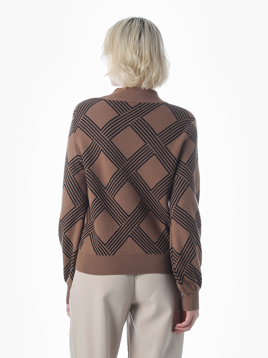 Brown Boxy Fit O-Neck Pullover