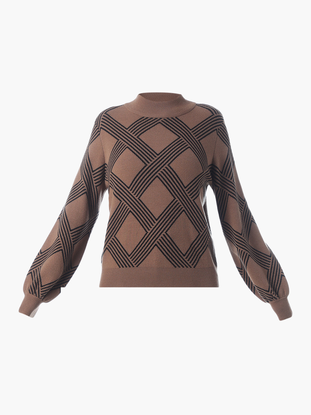 Brown Boxy Fit O-Neck Pullover