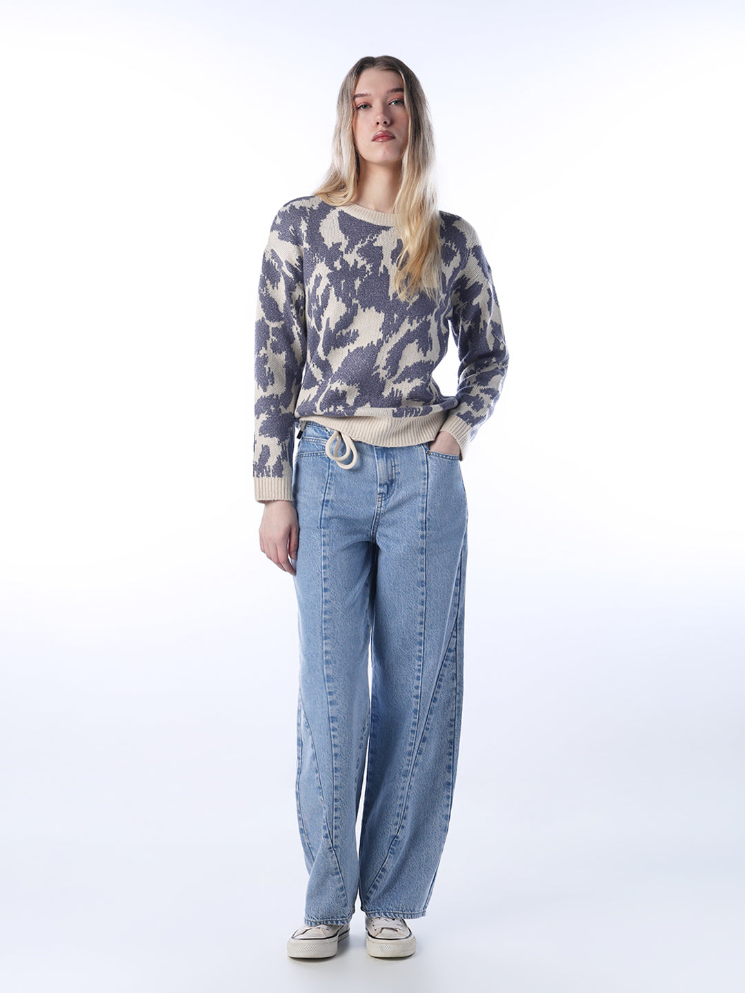 Shimmer Jacquard Knit Pullover
