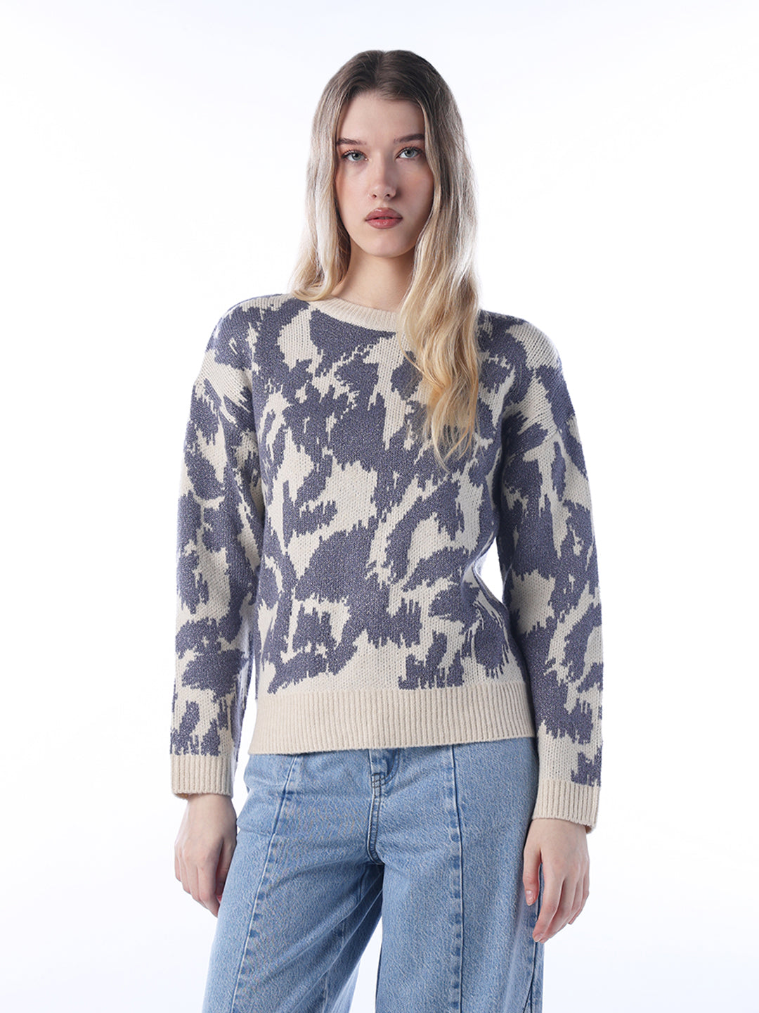 Shimmer Jacquard Knit Pullover