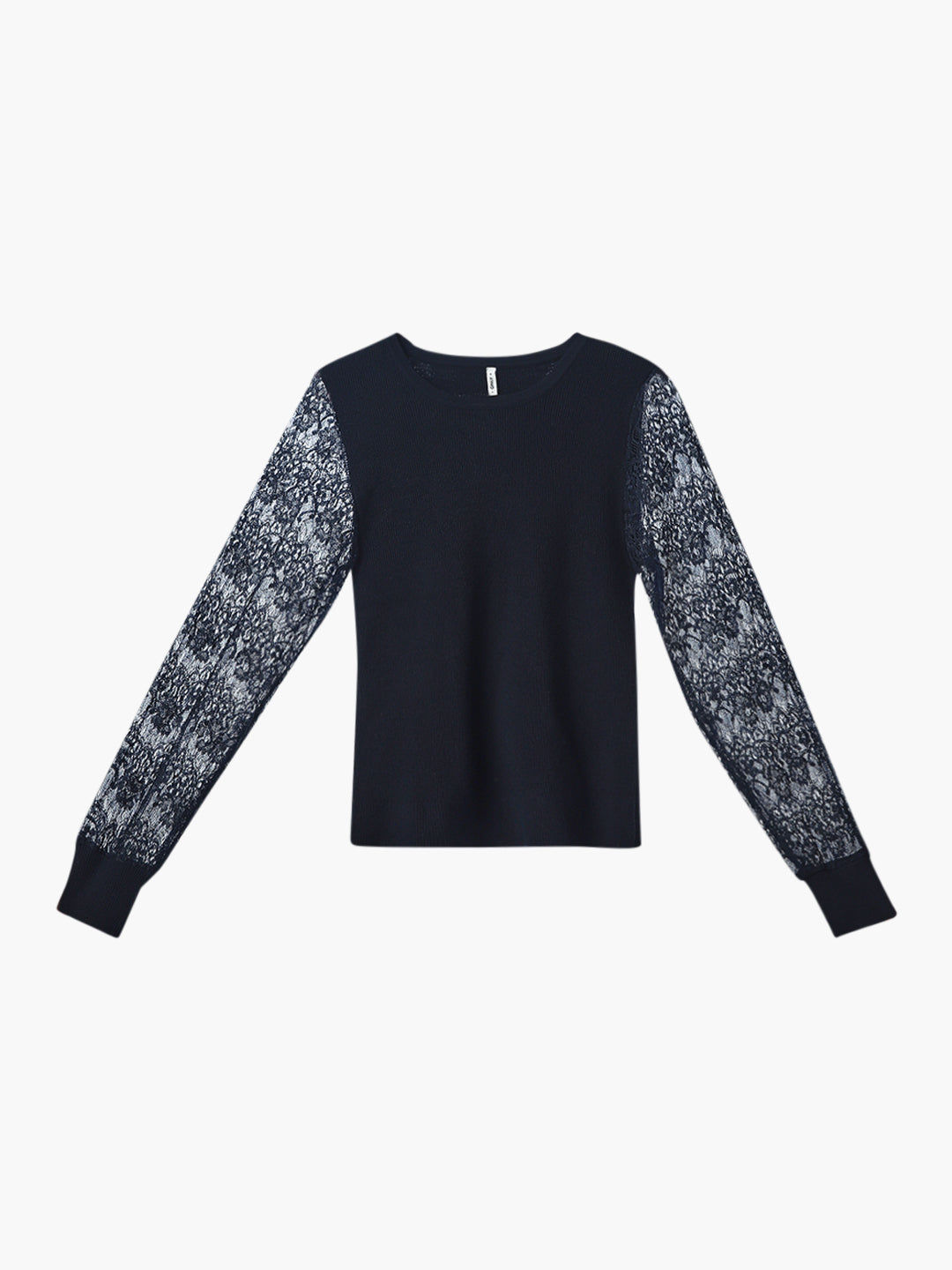 Lace Detail O-Neck Pullover