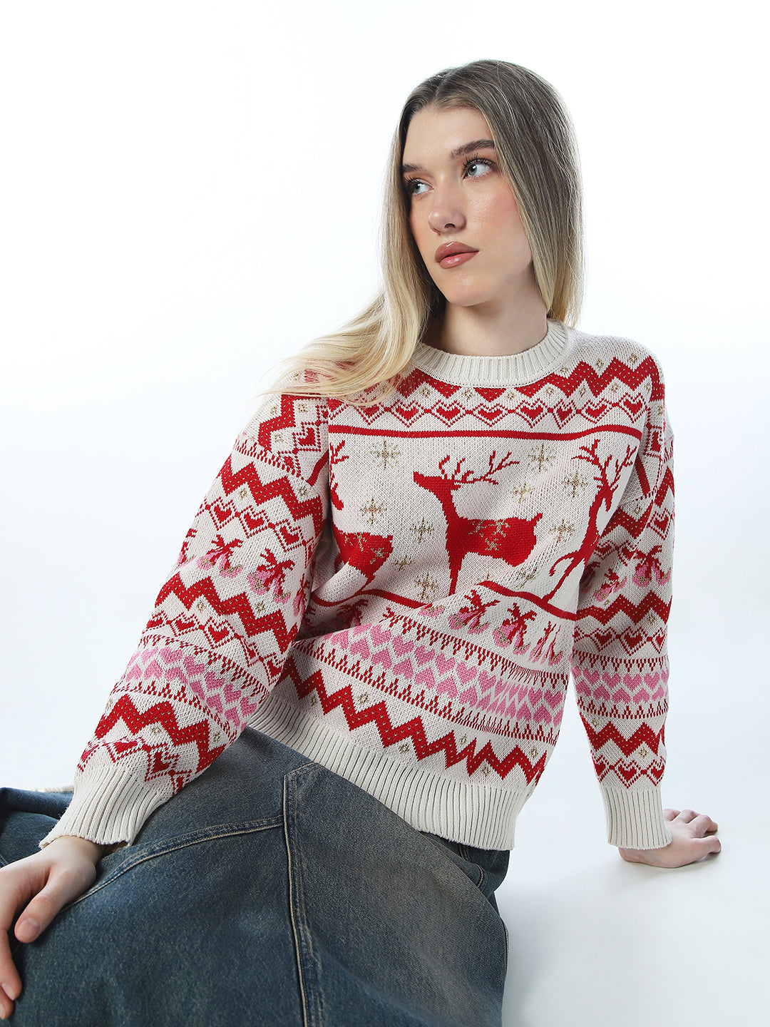 X-Mas Glitter Printed Pullover