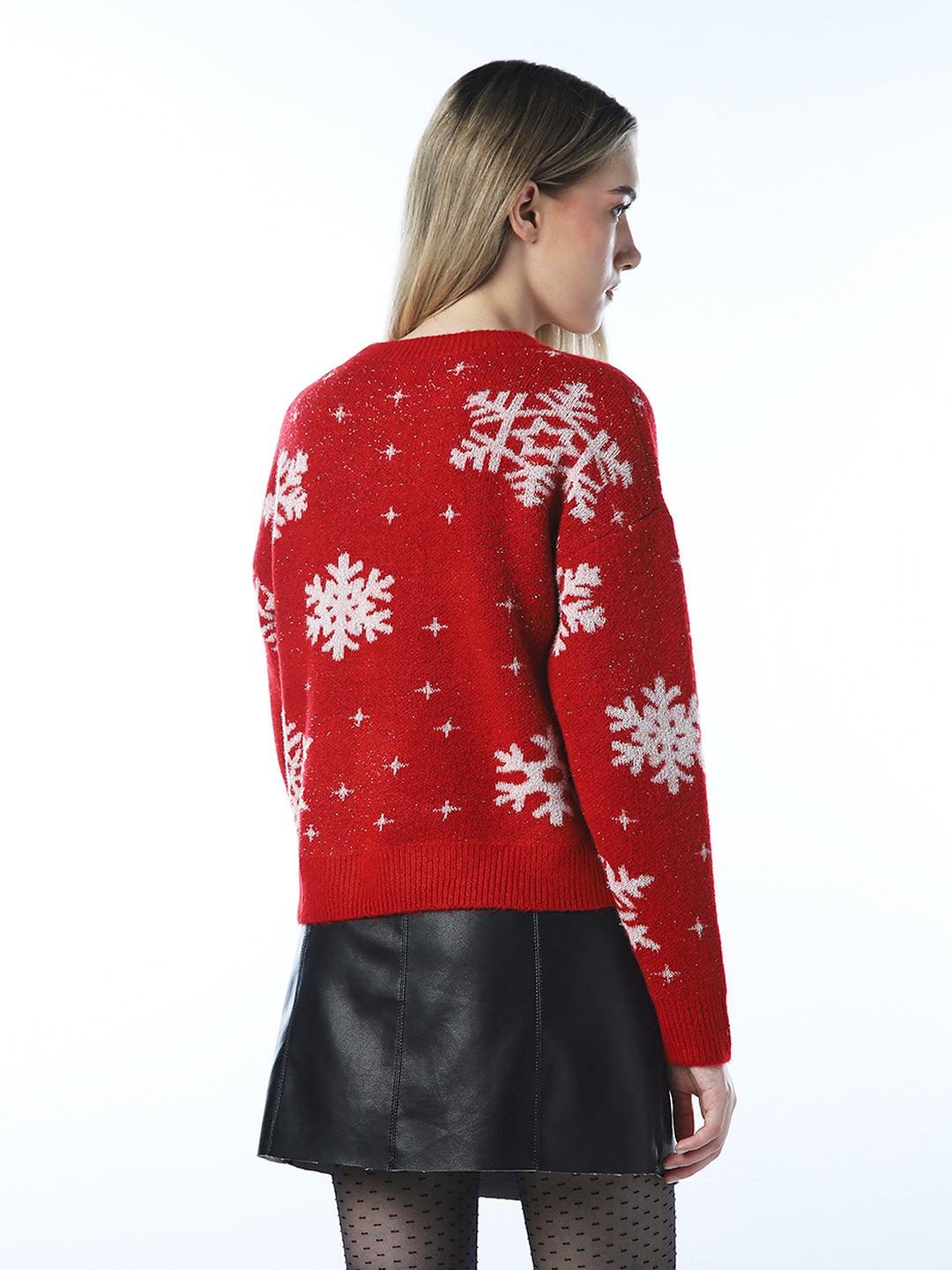 Red Snowflake Printed Pullover