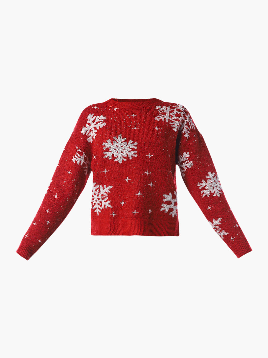 Red Snowflake Printed Pullover