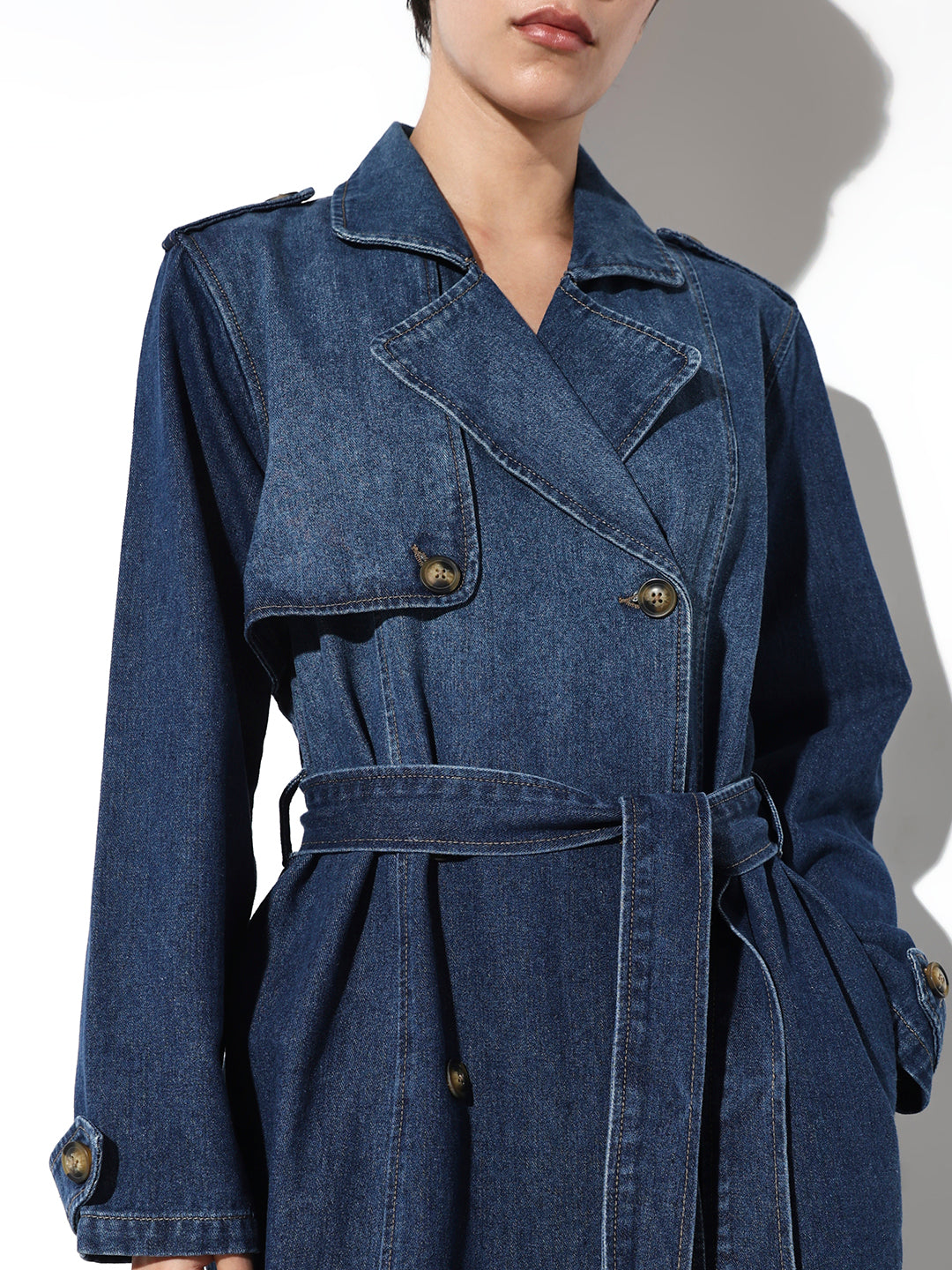 Blue Long Denim Trench coat