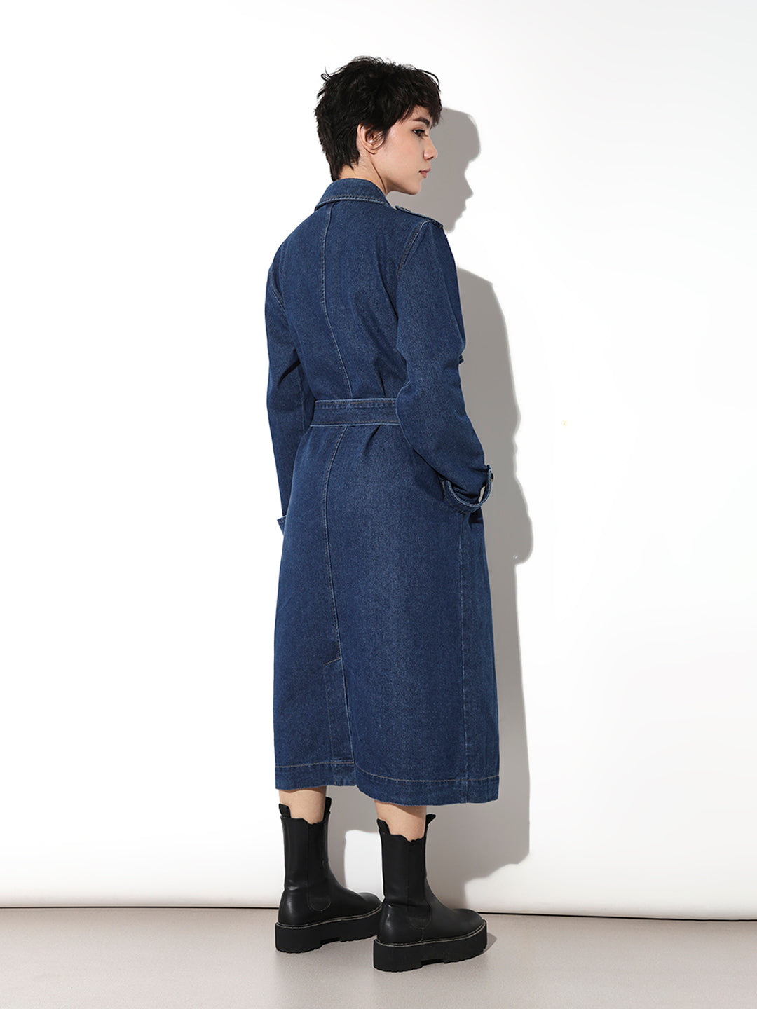 Blue Long Denim Trench coat