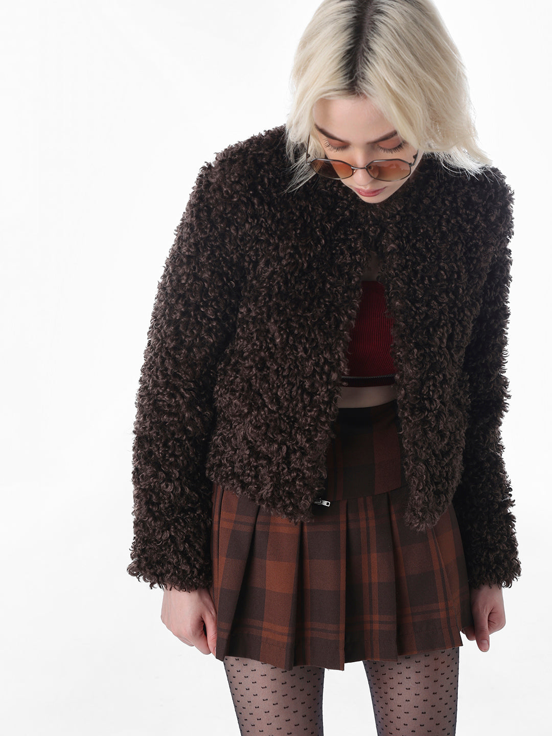 Brown Faux Fur Cropped Jacket