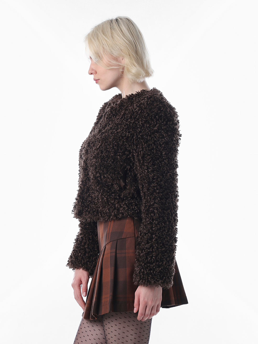 Brown Faux Fur Cropped Jacket