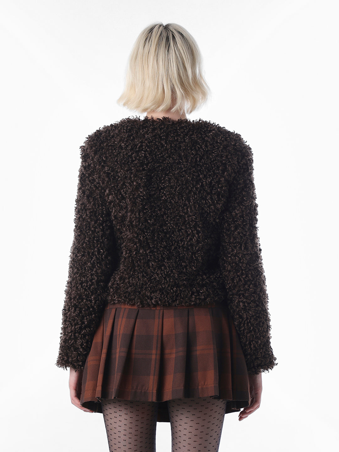 Brown Faux Fur Cropped Jacket