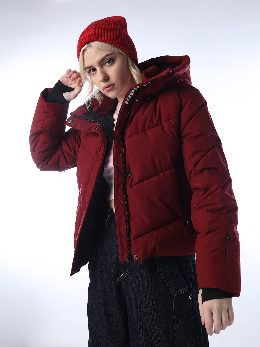 High Neck Hooded Puffer Jacket
