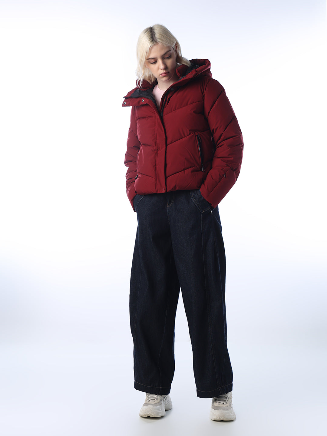 High Neck Hooded Puffer Jacket