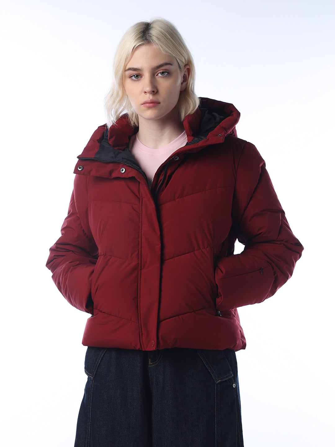 High Neck Hooded Puffer Jacket