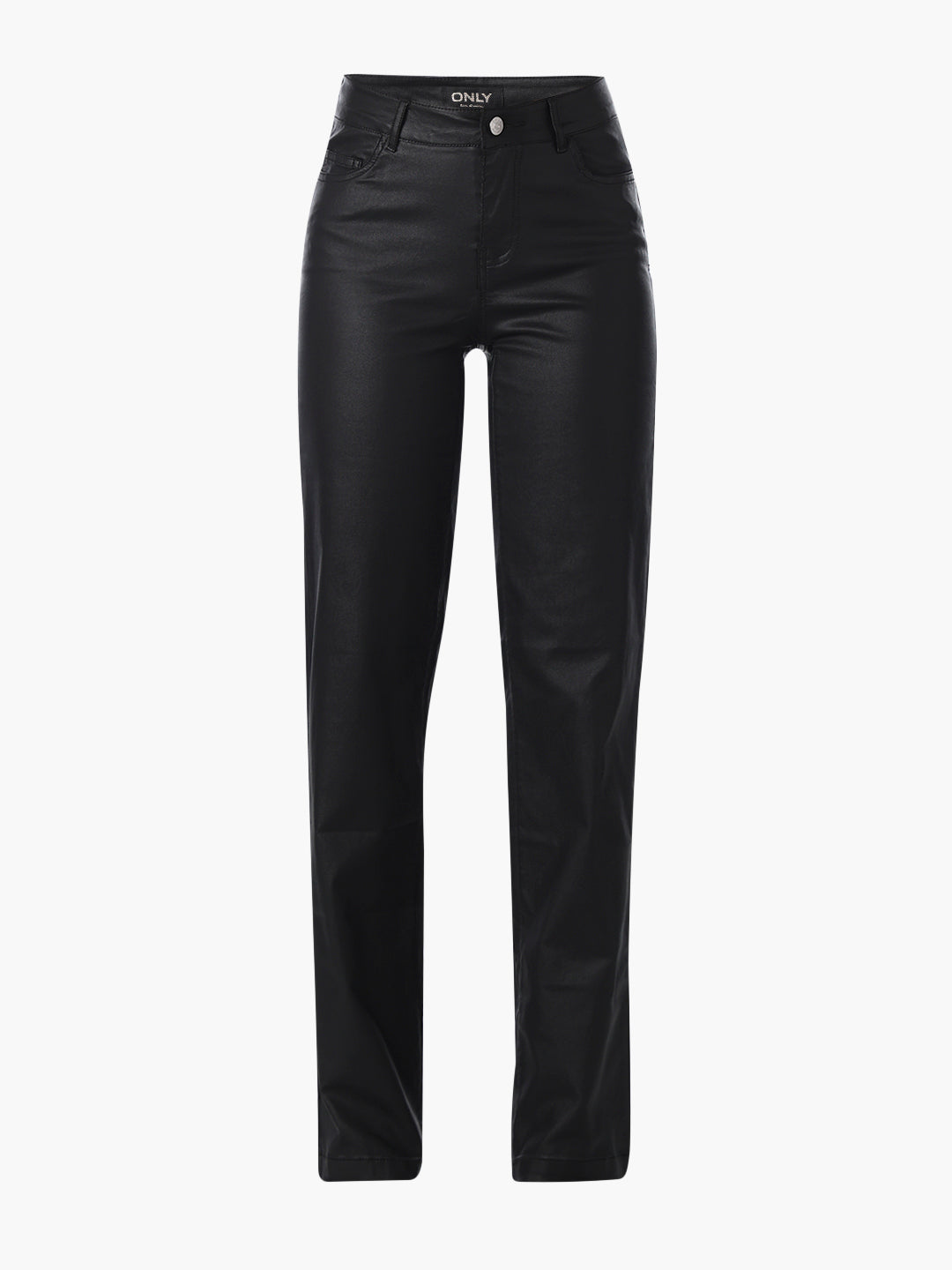 Black Mid Rise Straight Fit Pants