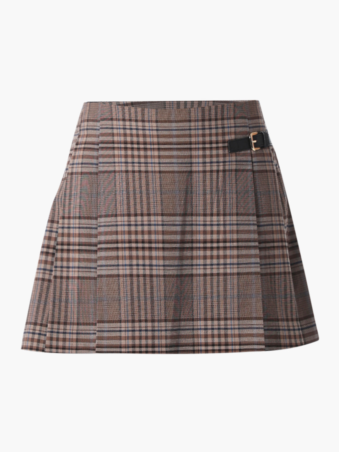 Brown Belt Detail Check Skort