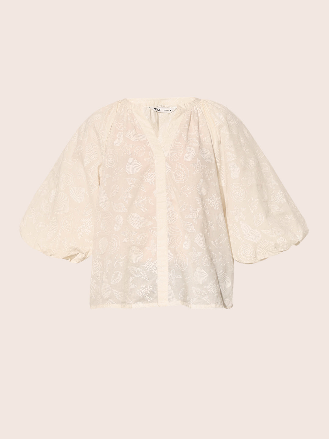 White Printed Puff Sleeves Top