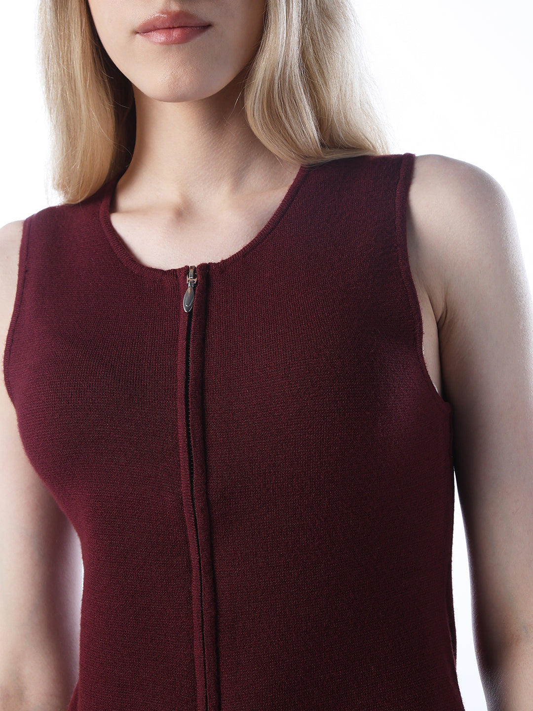 Two-Way Zip-Up Vest - Maroon
