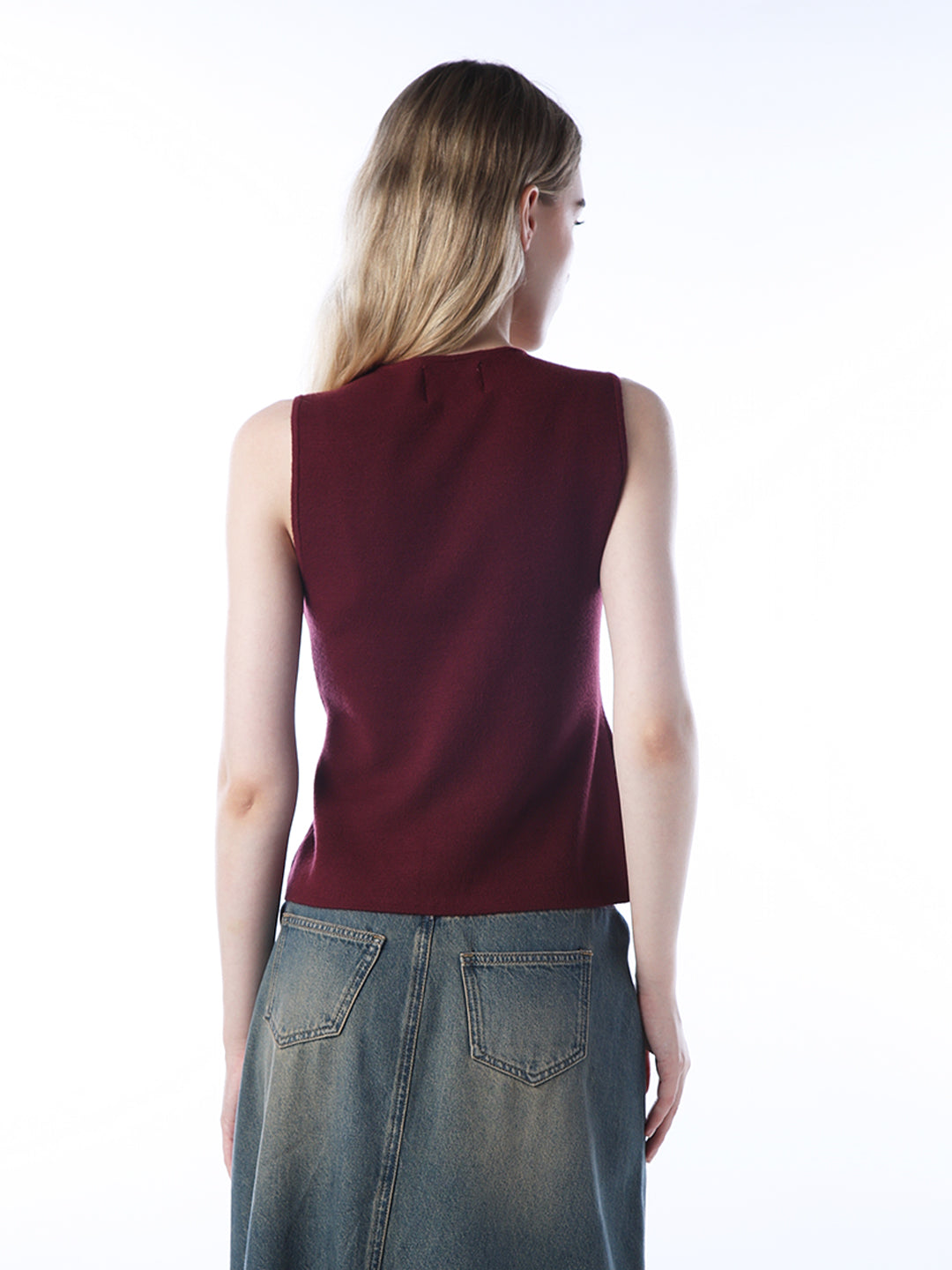 Two-Way Zip-Up Vest - Maroon