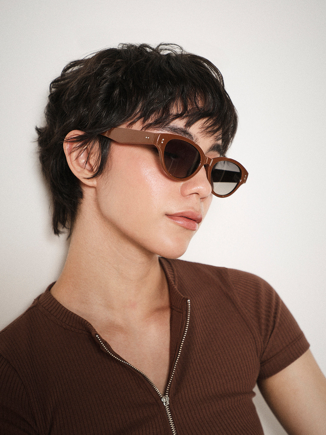 Brown Oval TINTED Sunglasses