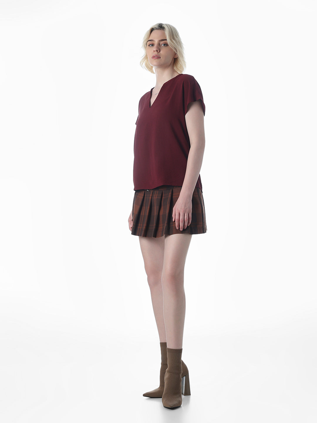 Maroon V-Neck Top