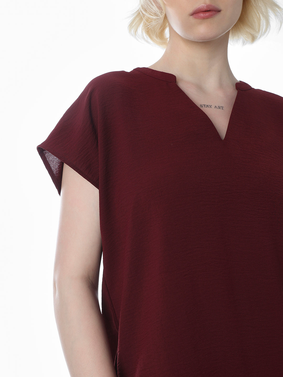 Maroon V-Neck Top