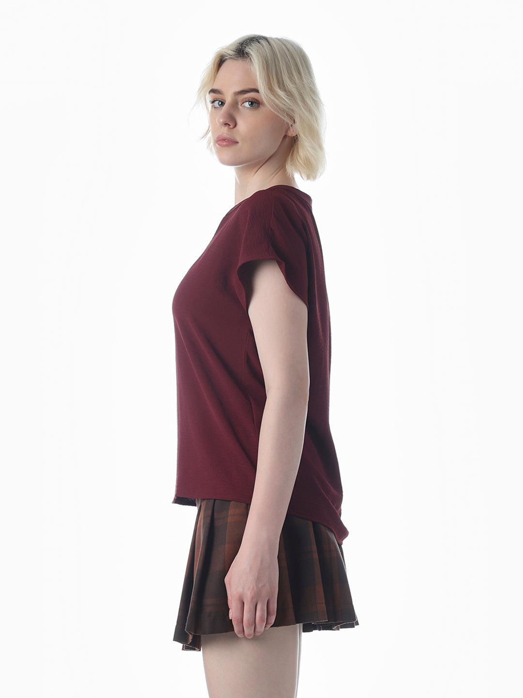 Maroon V-Neck Top
