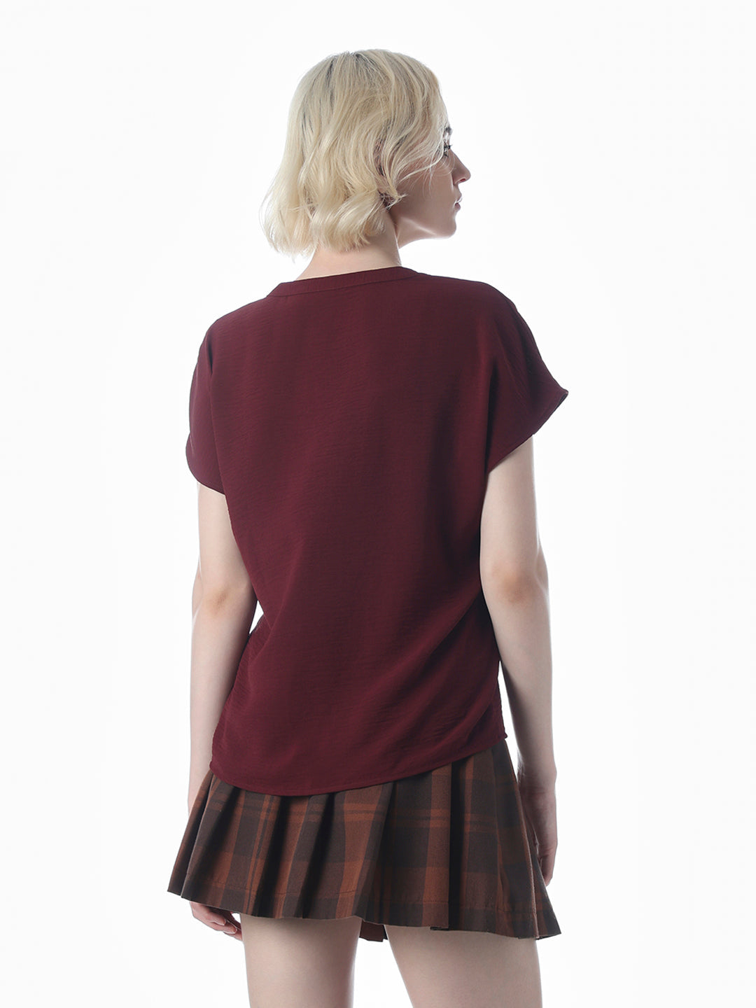 Maroon V-Neck Top