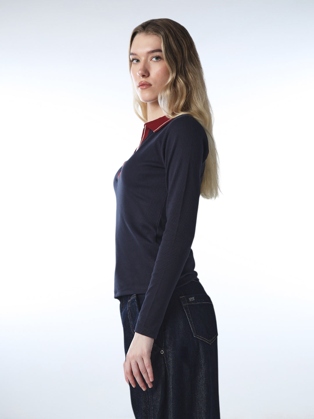 Contrast Collar V-Neck Polo