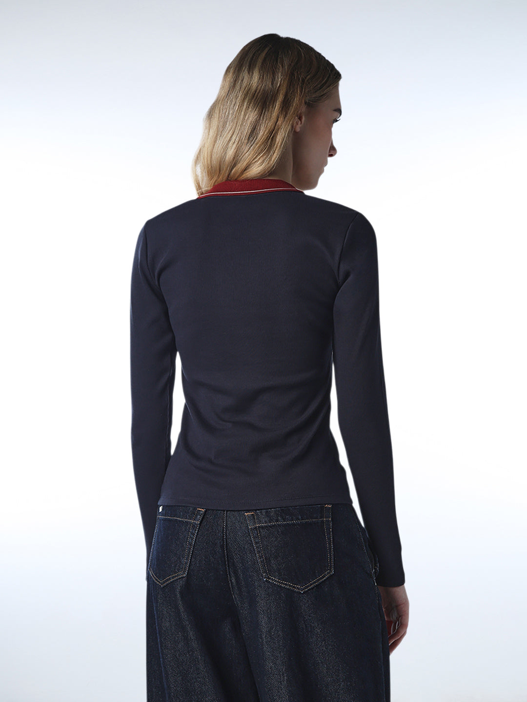 Contrast Collar V-Neck Polo