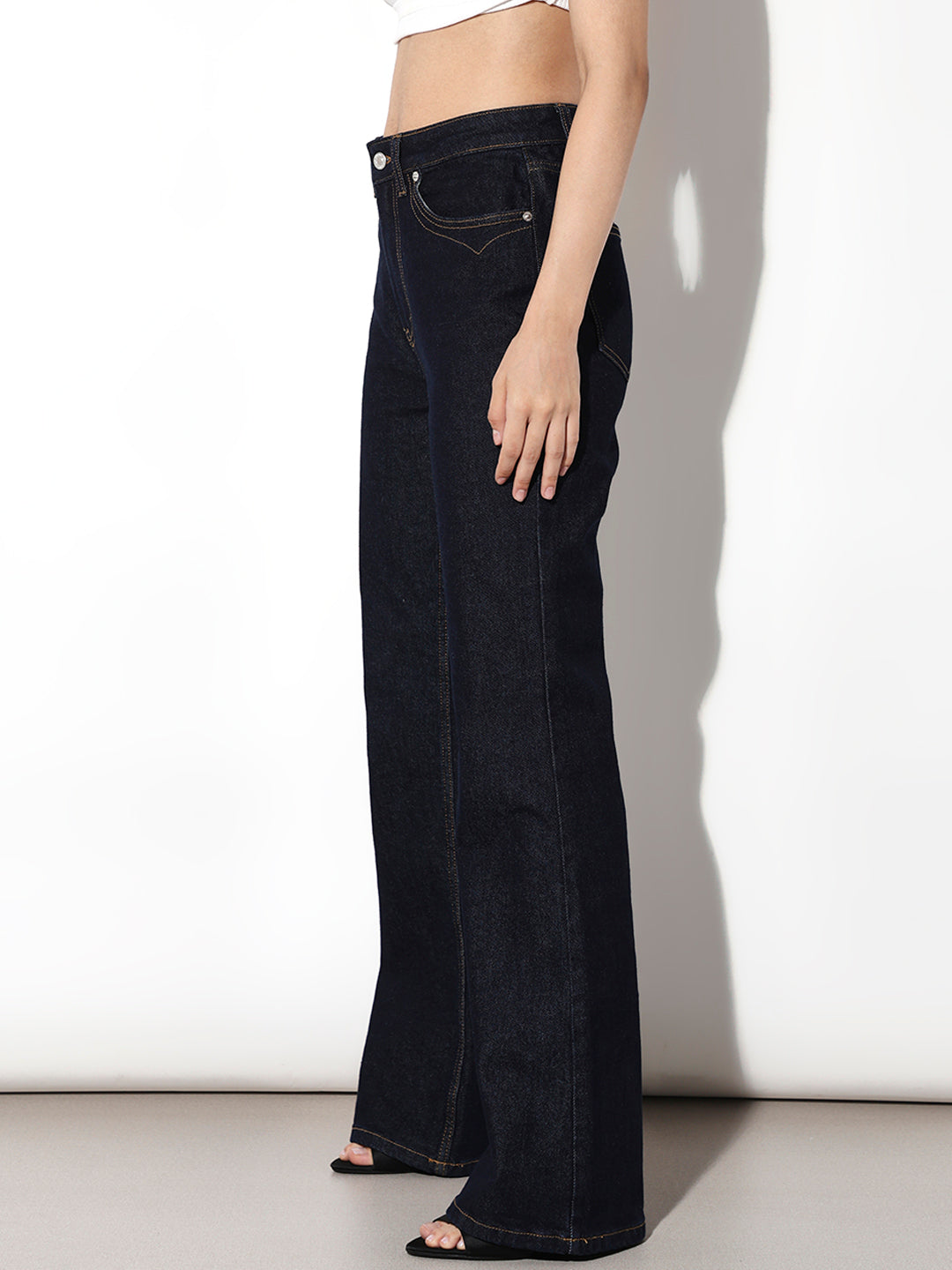 Dark Blue High Rise Flared Jeans