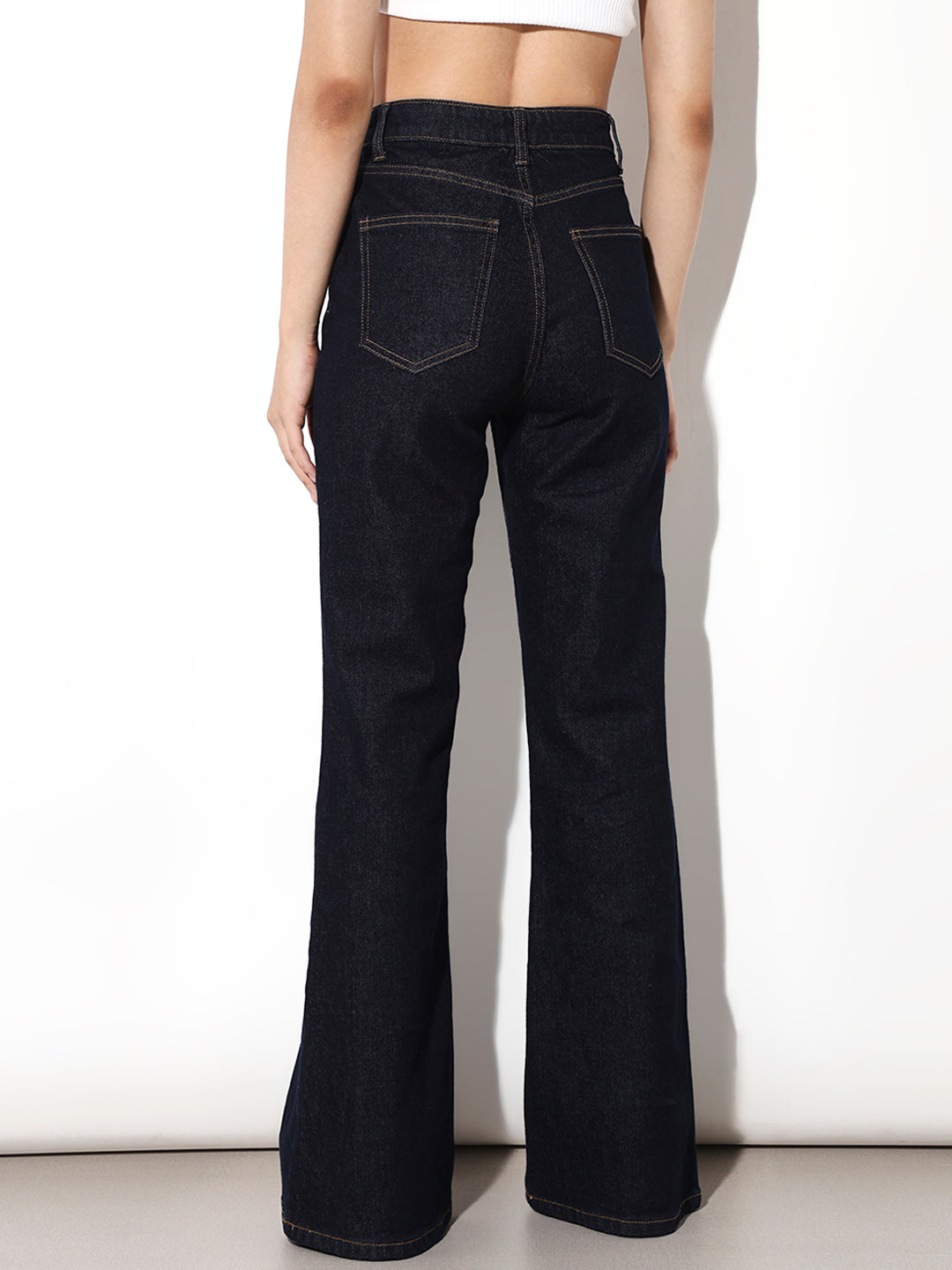 Dark Blue High Rise Flared Jeans