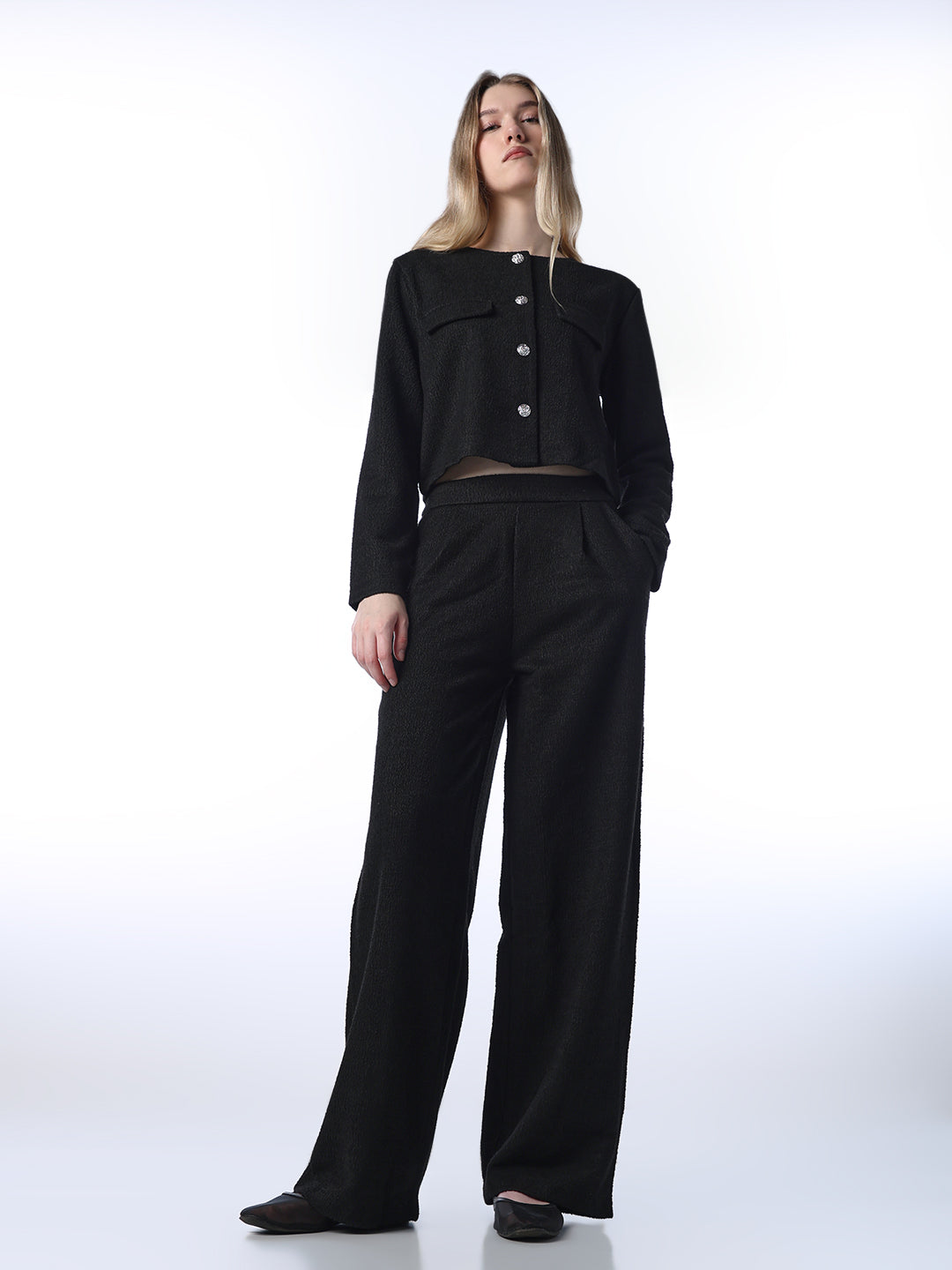 Black Pleat Front Pants