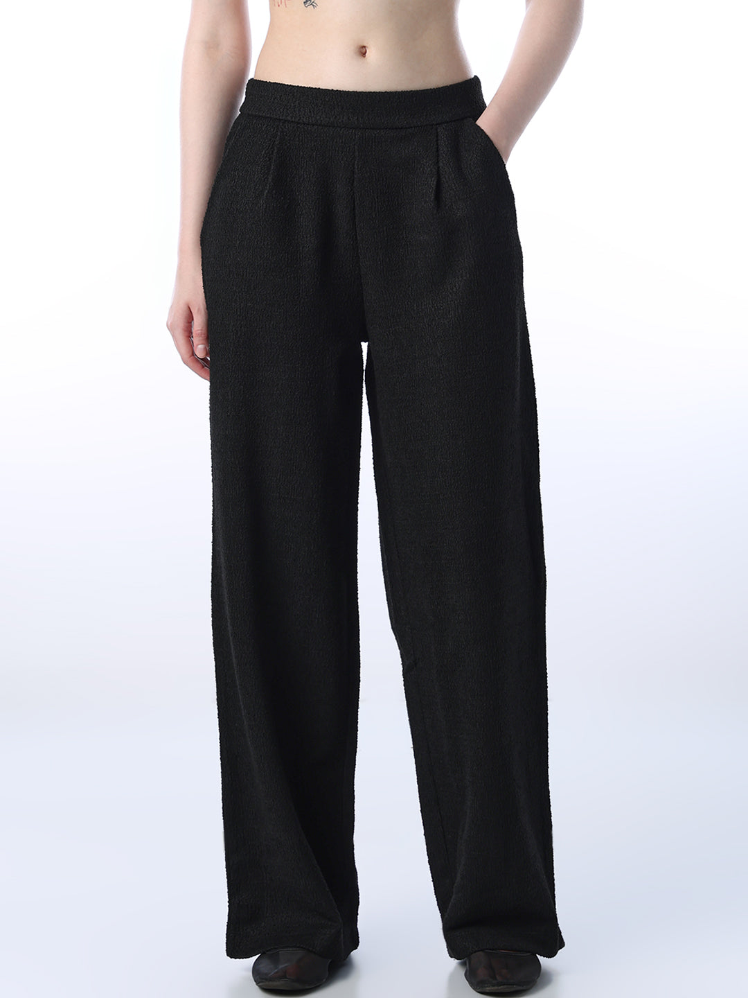 Black Pleat Front Pants
