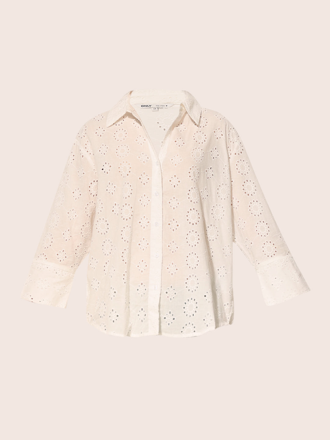 White Schiffli Cotton Shirt