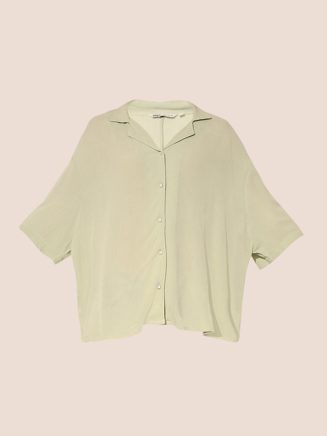 Green Textured Oversized Shirt