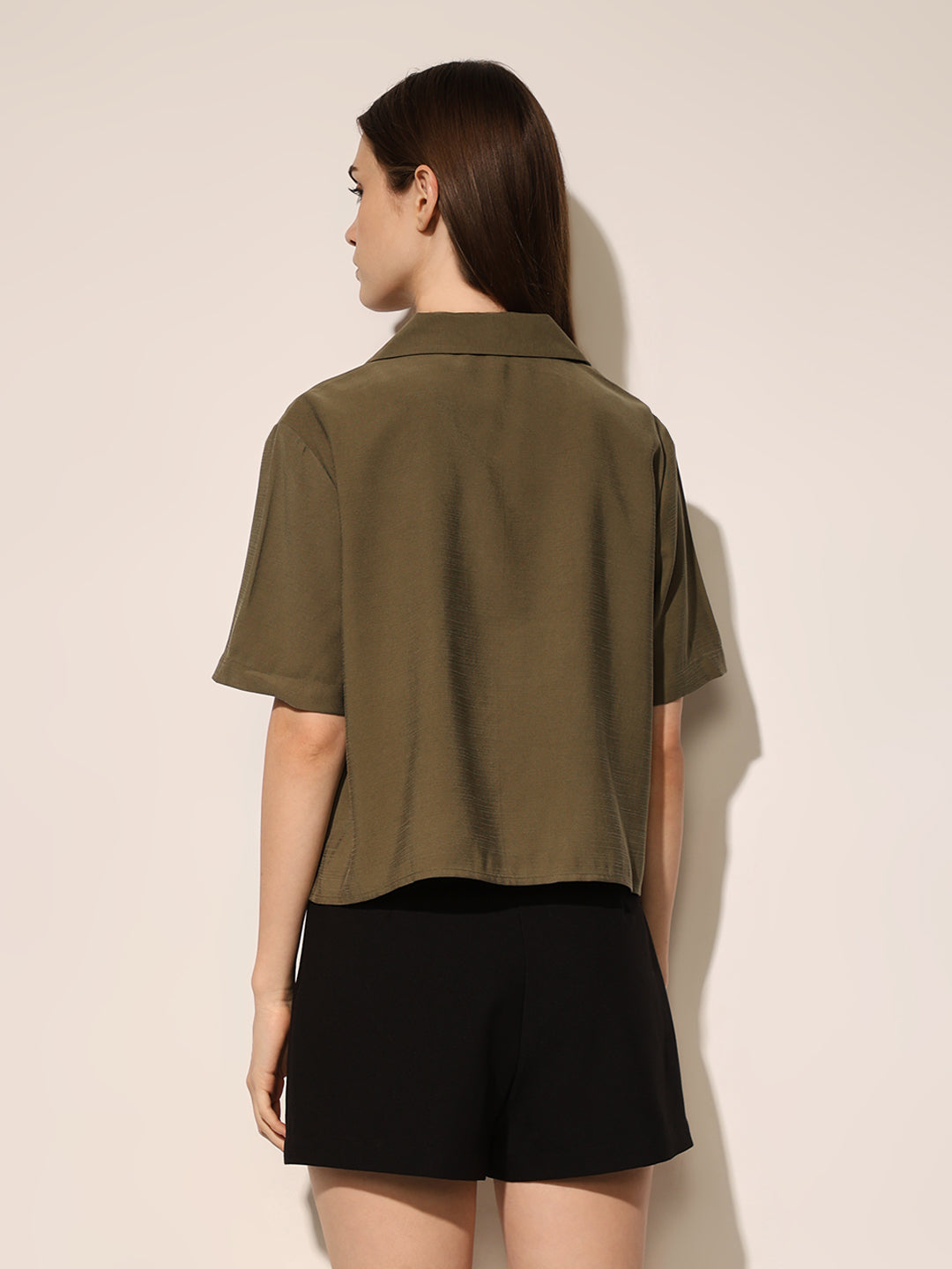 Olive Lapel Collar Shirt