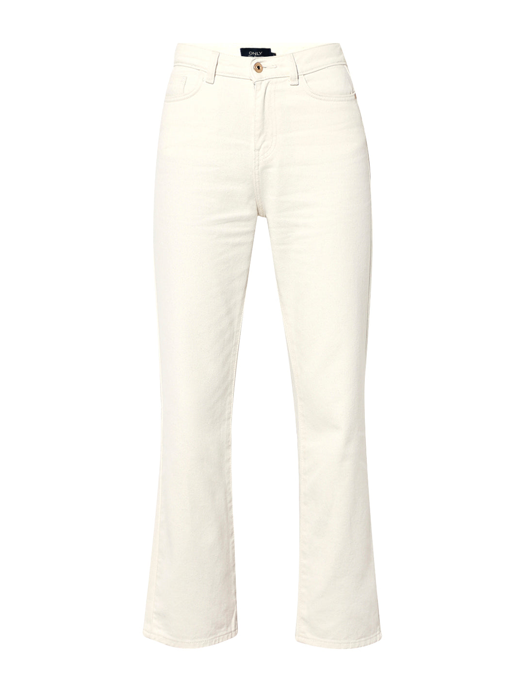 Ecru High Rise Straight Fit Jeans