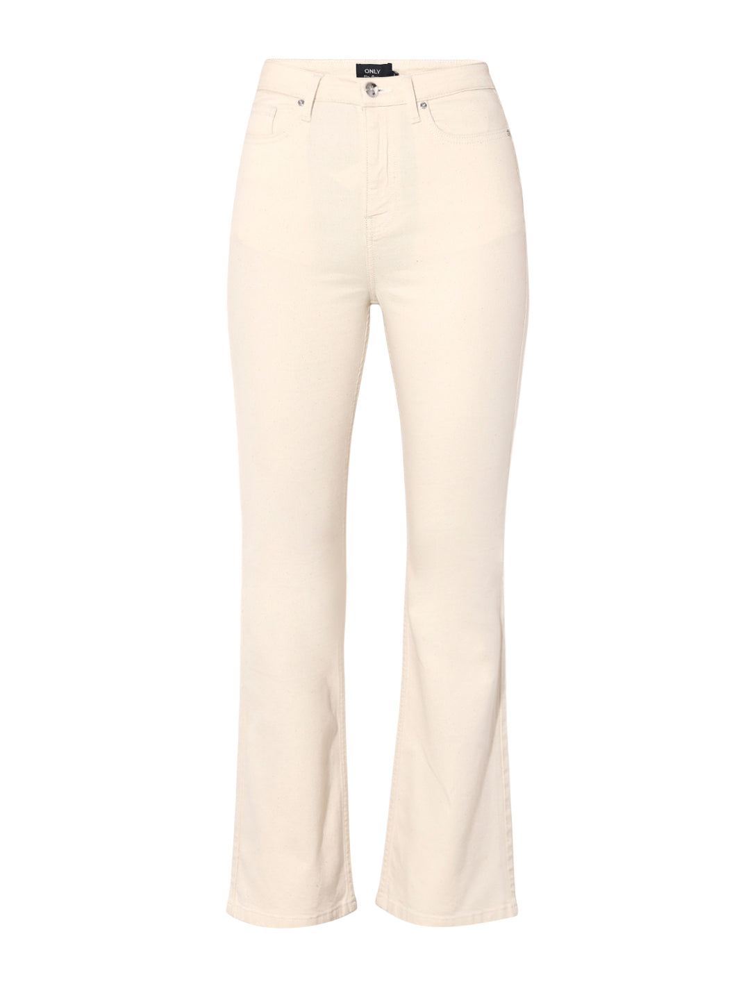 Beige High Rise Flared Jeans