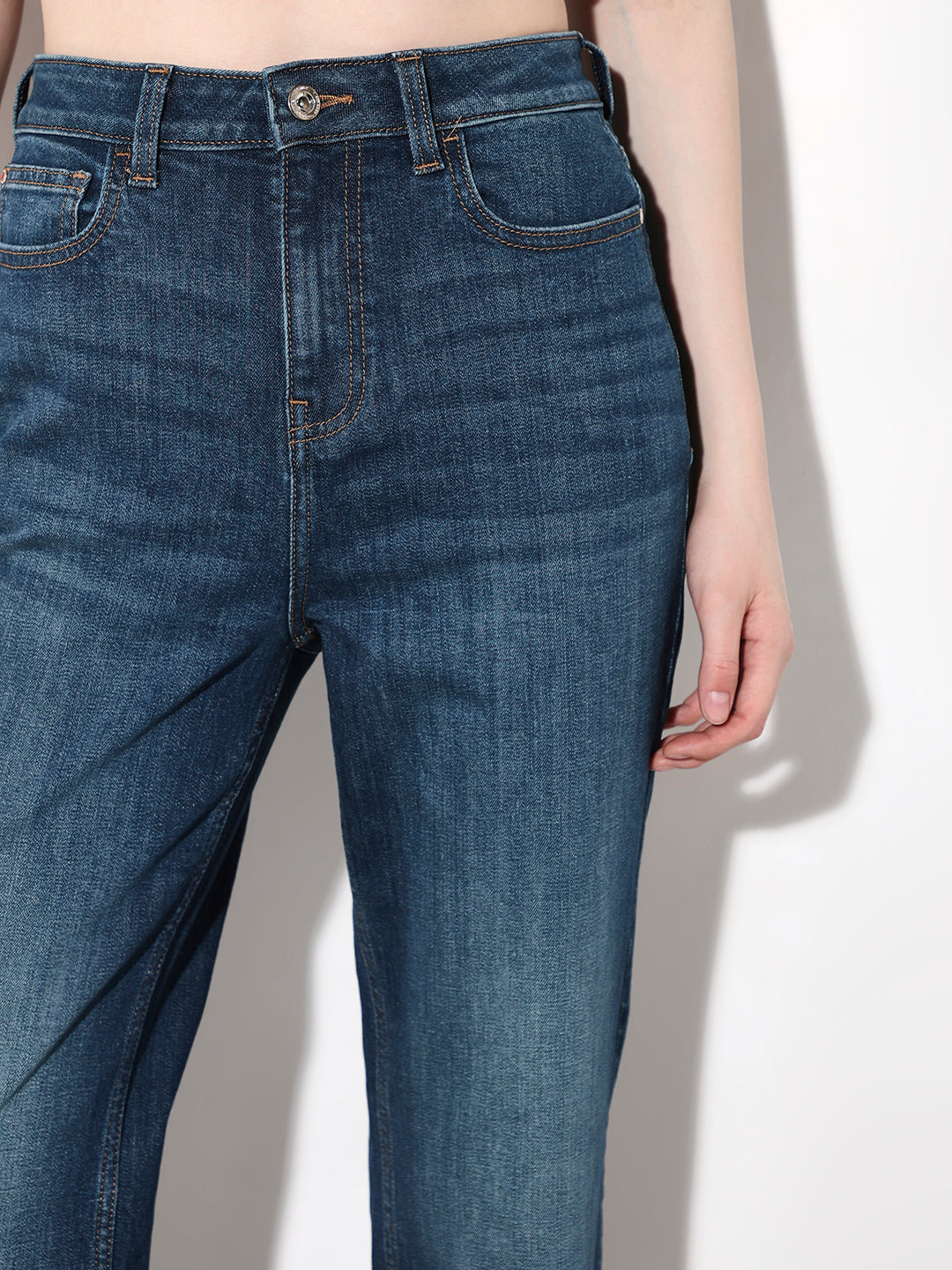 Blue High Rise Straight Fit Jeans