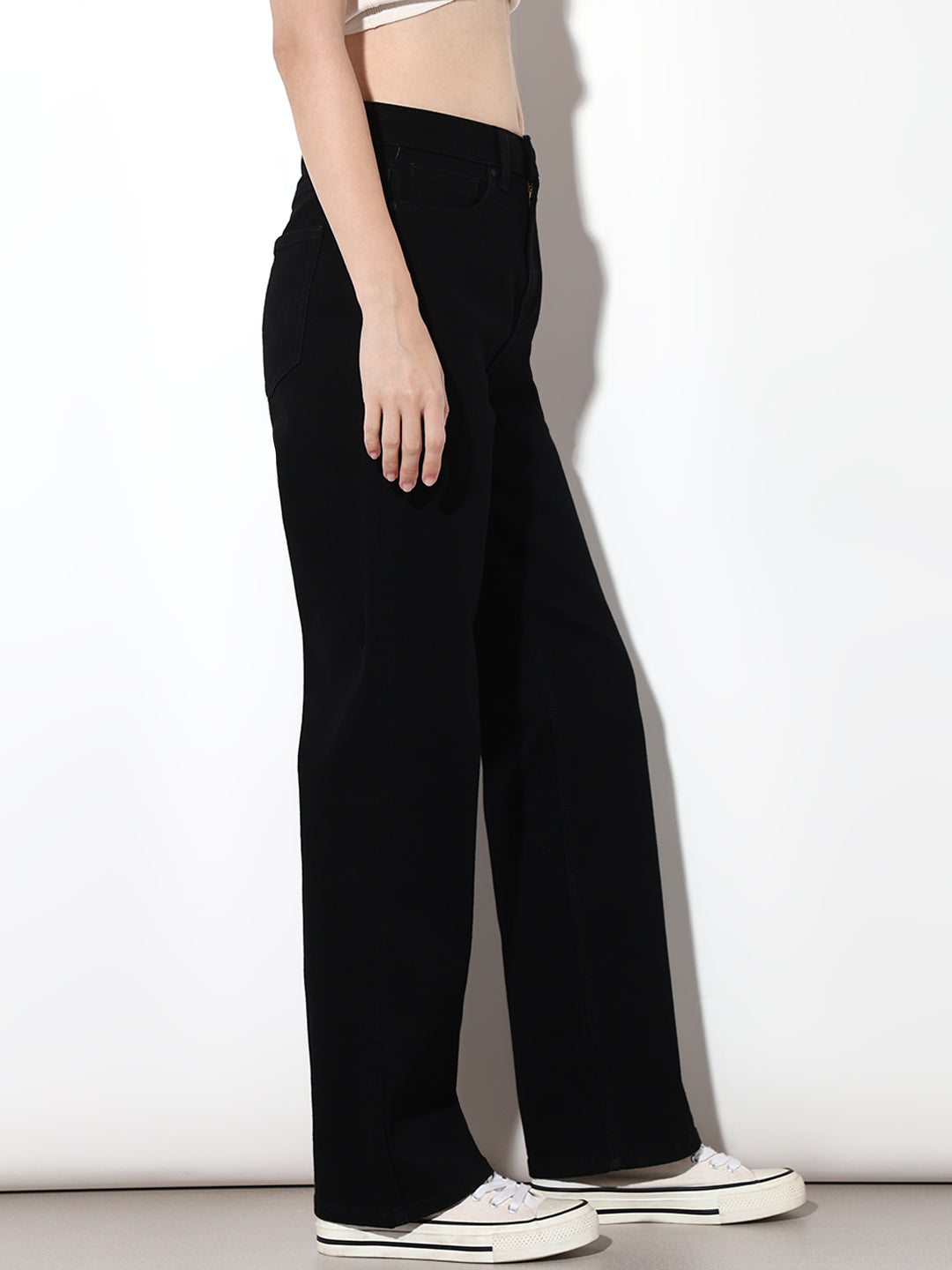 Black High Rise Straight Fit Jeans