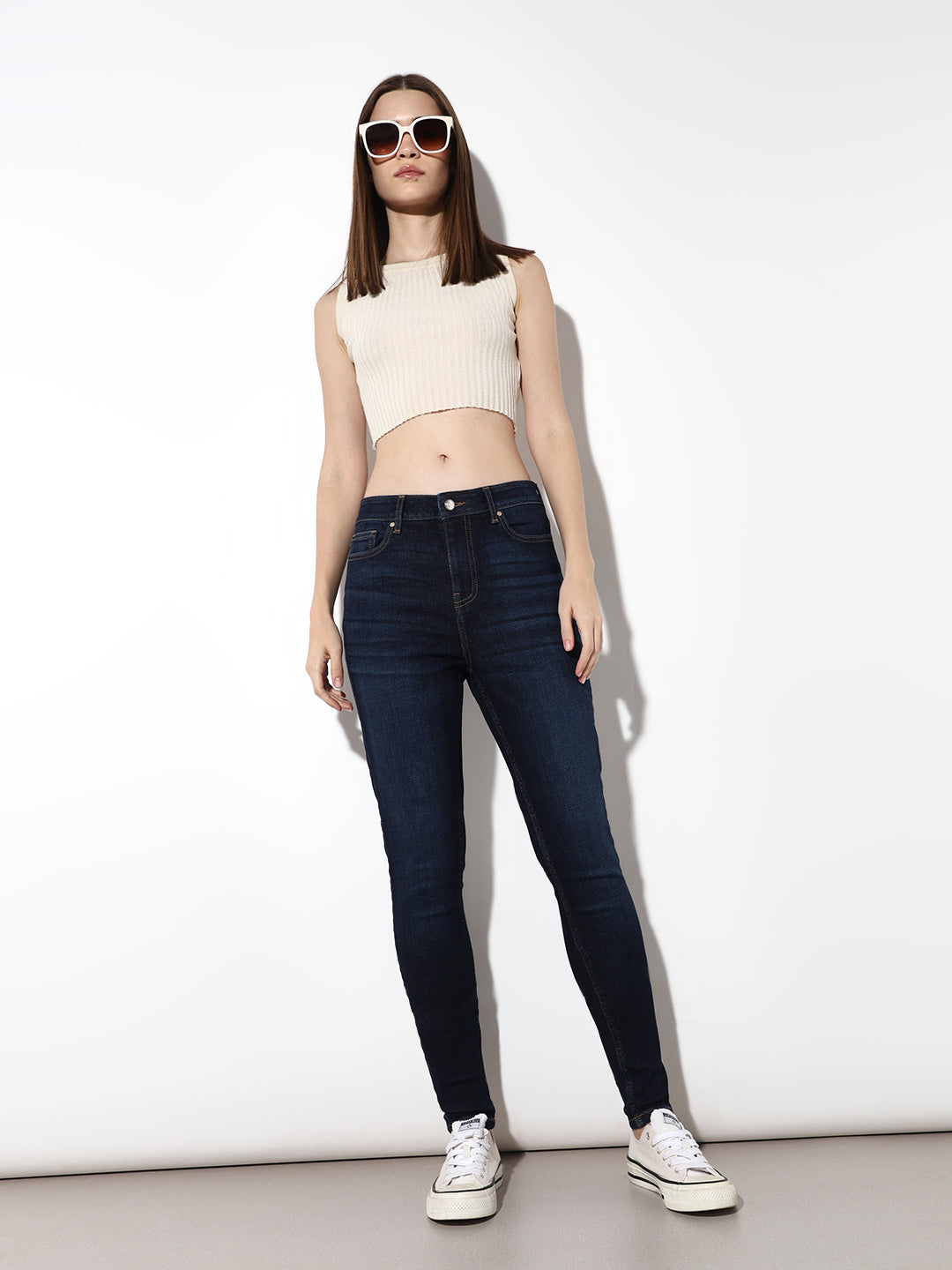 Dark Blue High Rise Skinny Jeans