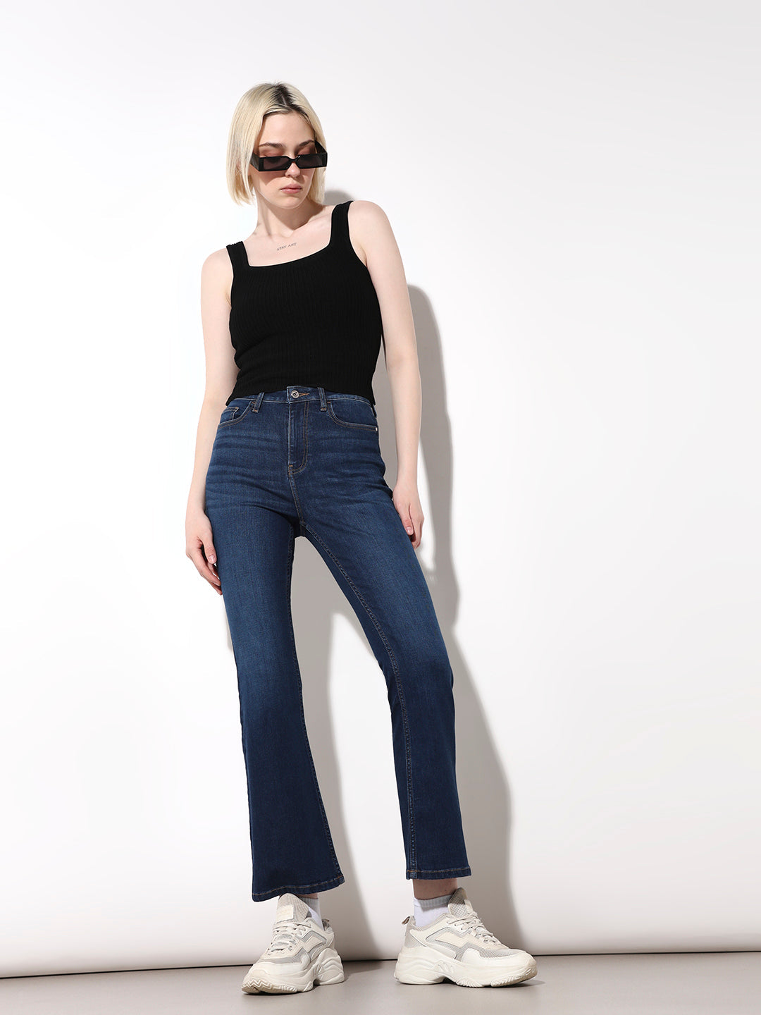 Blue High Rise Flared Jeans