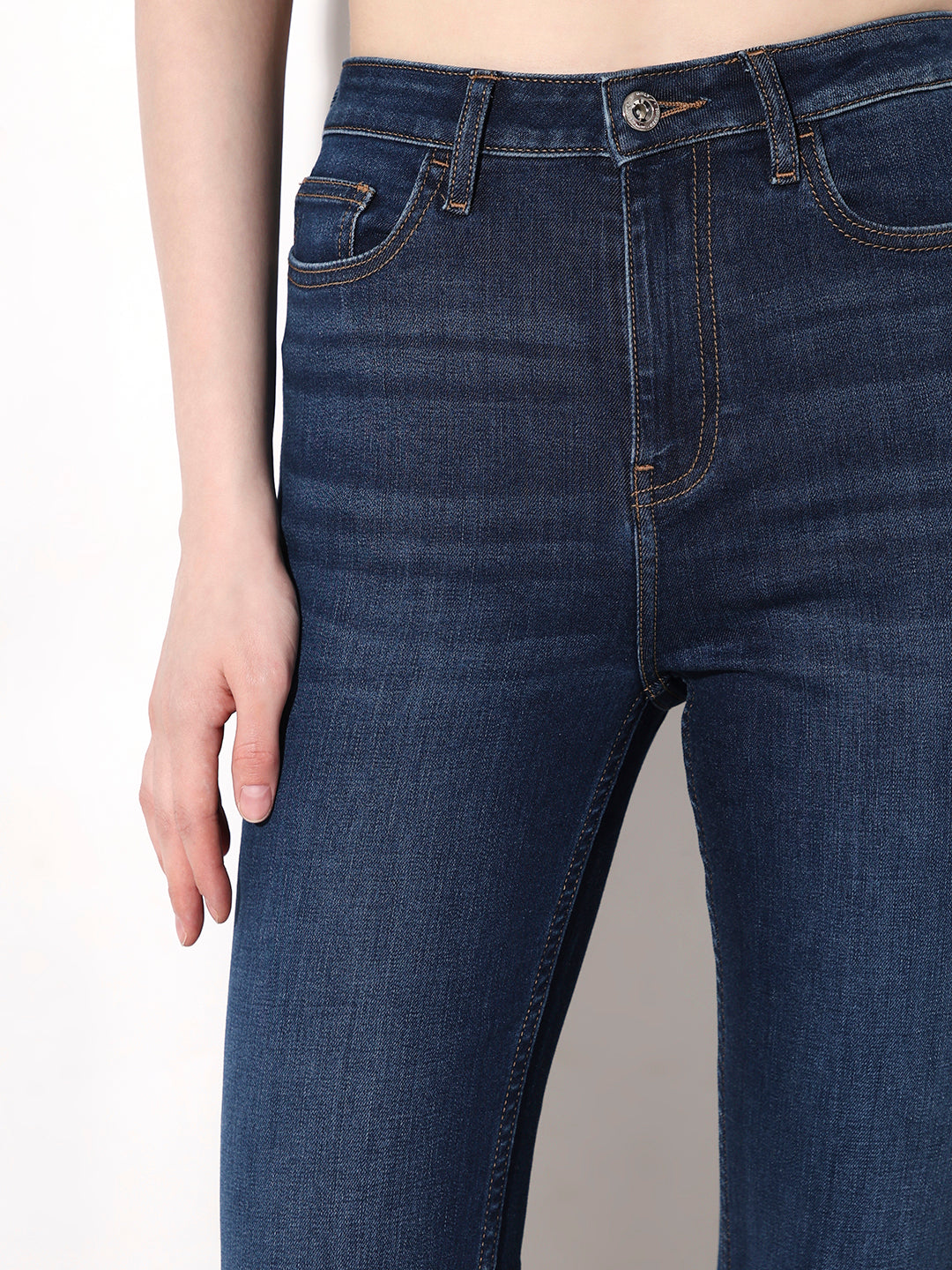 Blue High Rise Flared Jeans