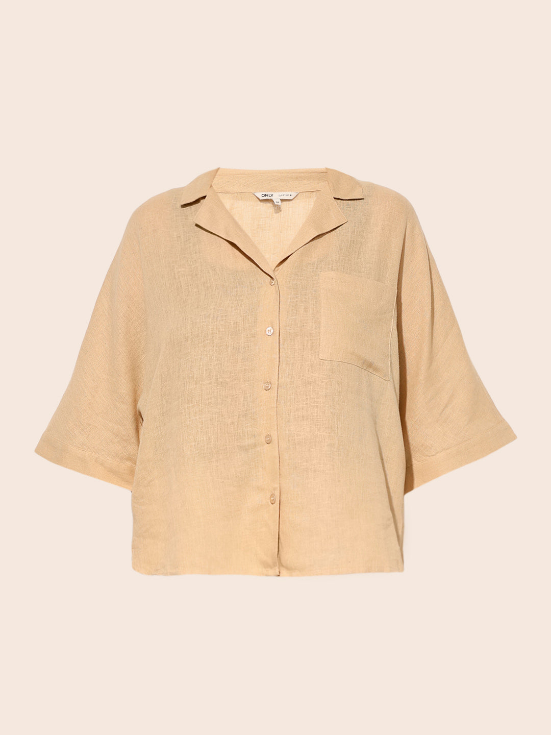 Beige Linen Blend Oversized Shirt