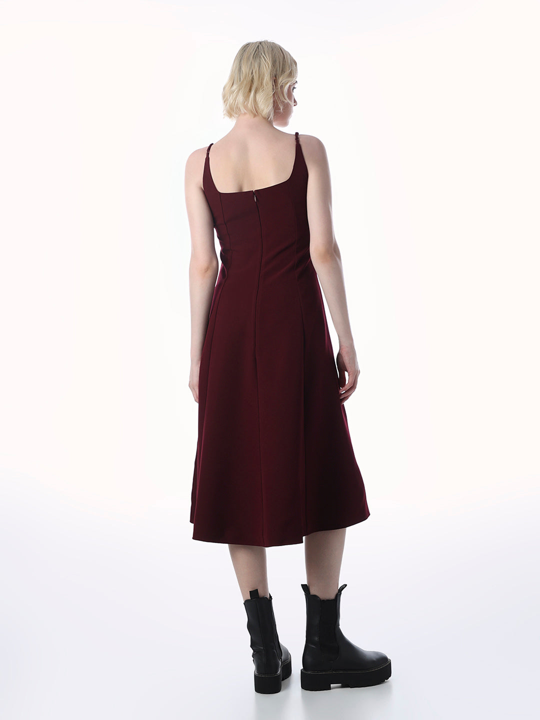 Maroon Fit & Flare Dress