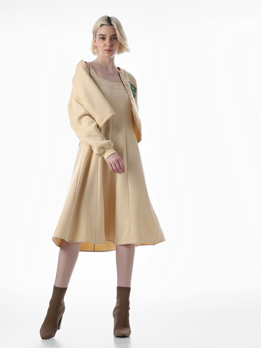 Beige Fit & Flare Dress