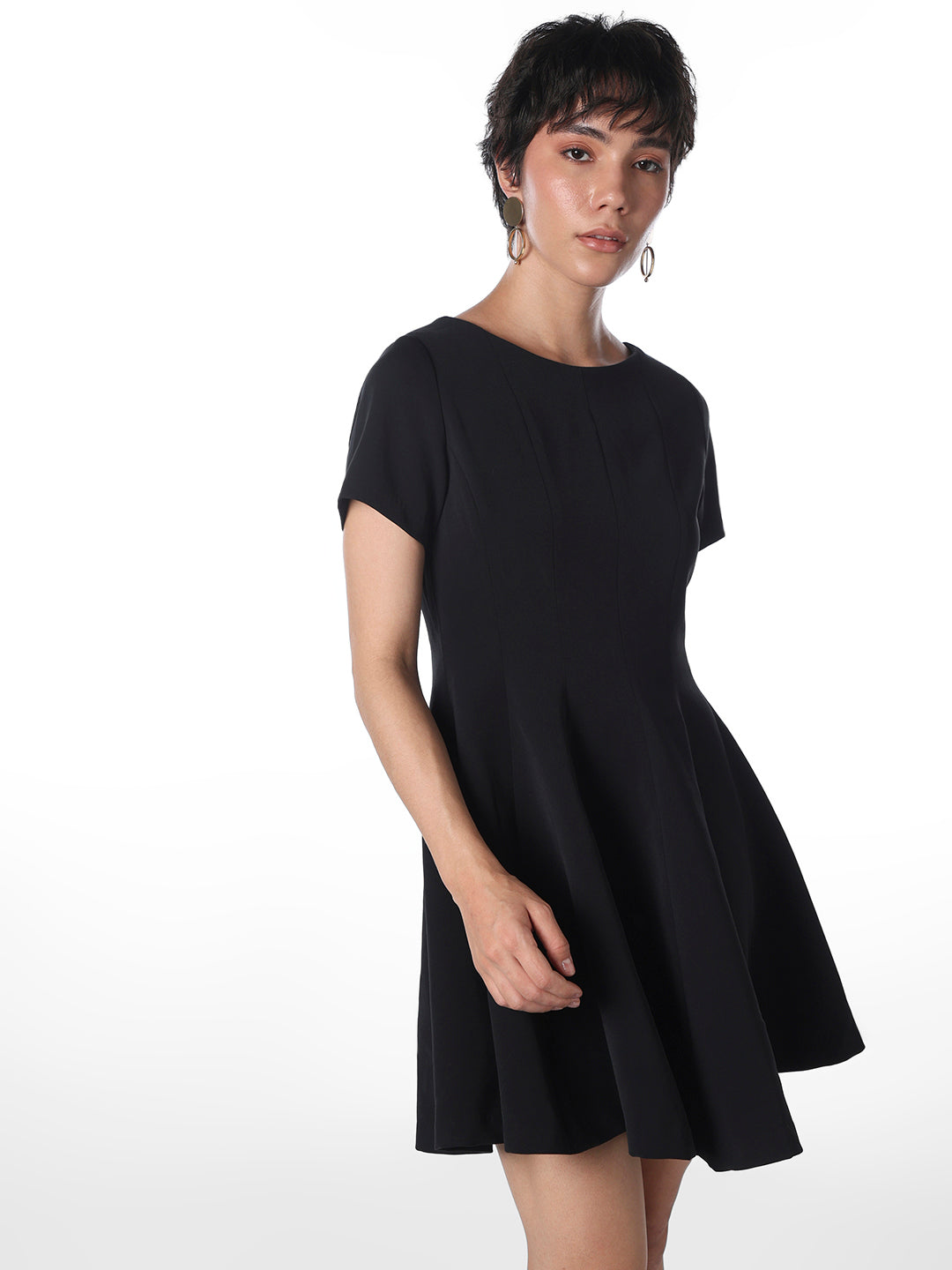 Black Flared Short Dress