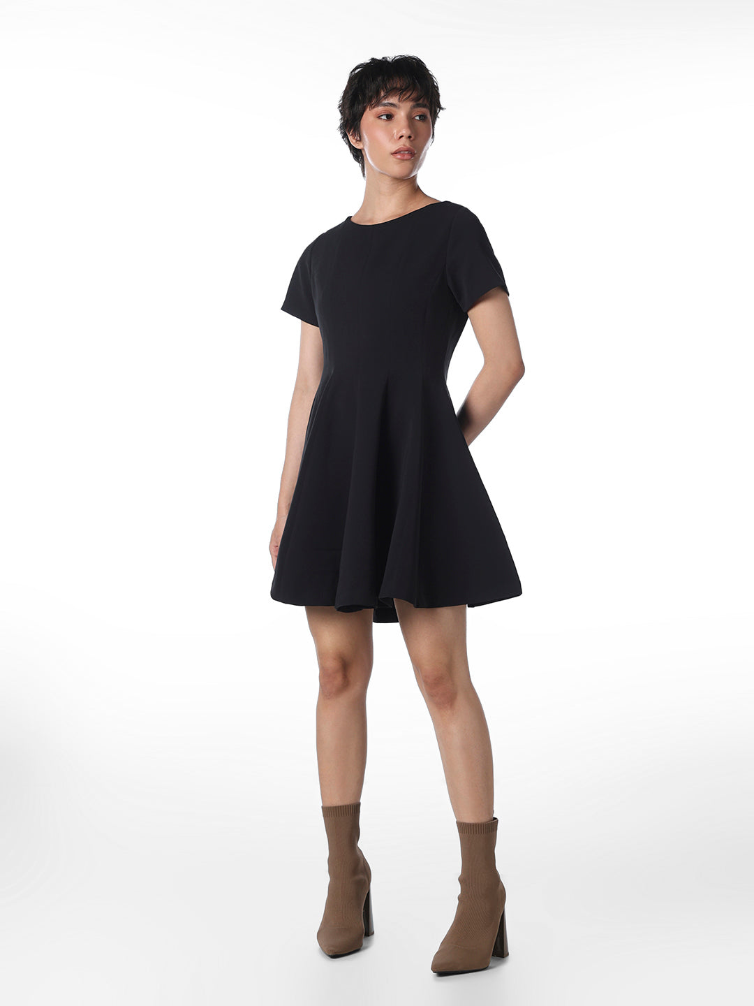 Black Flared Short Dress