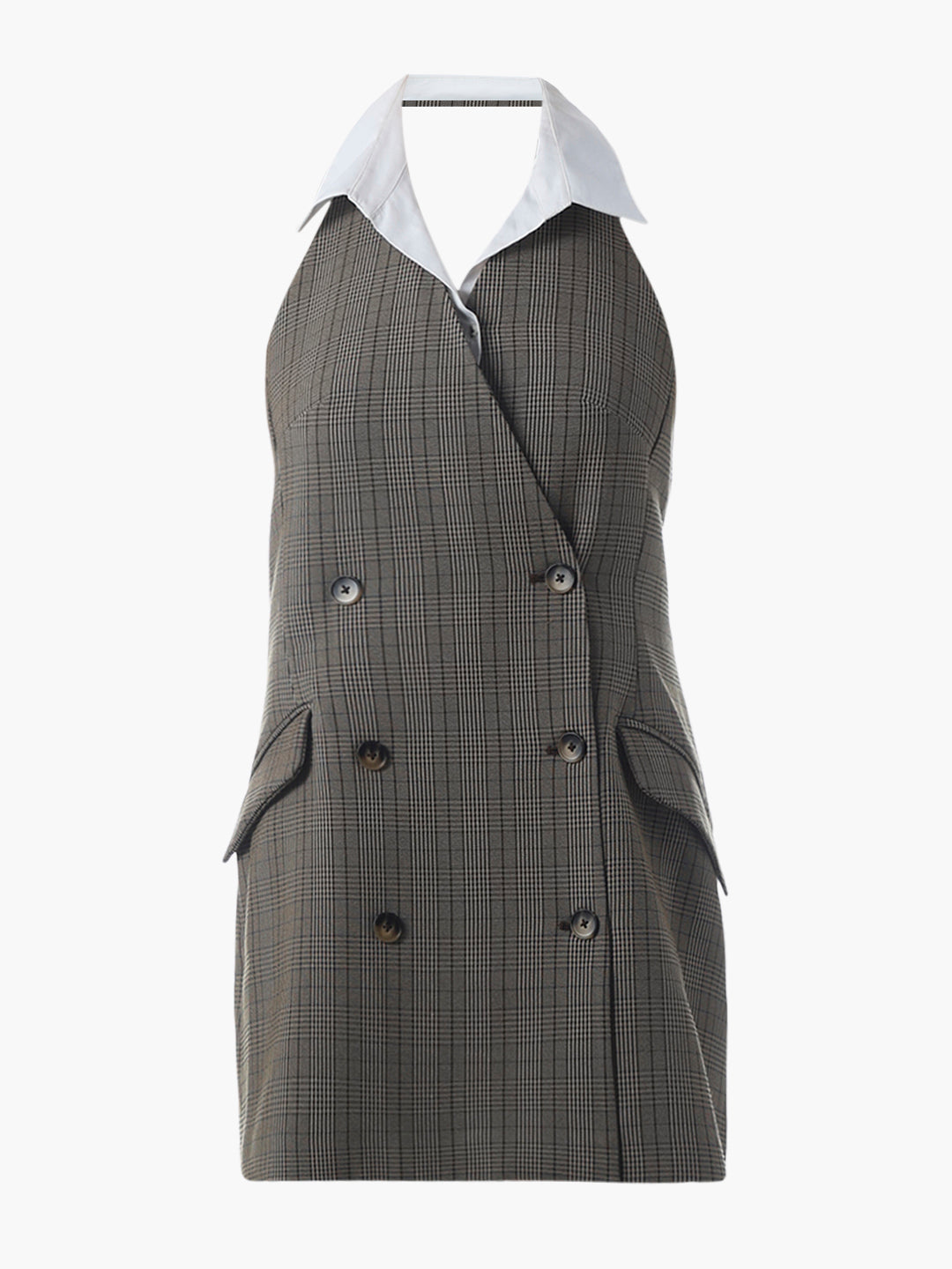 Brown Halter Neck Blazer Dress