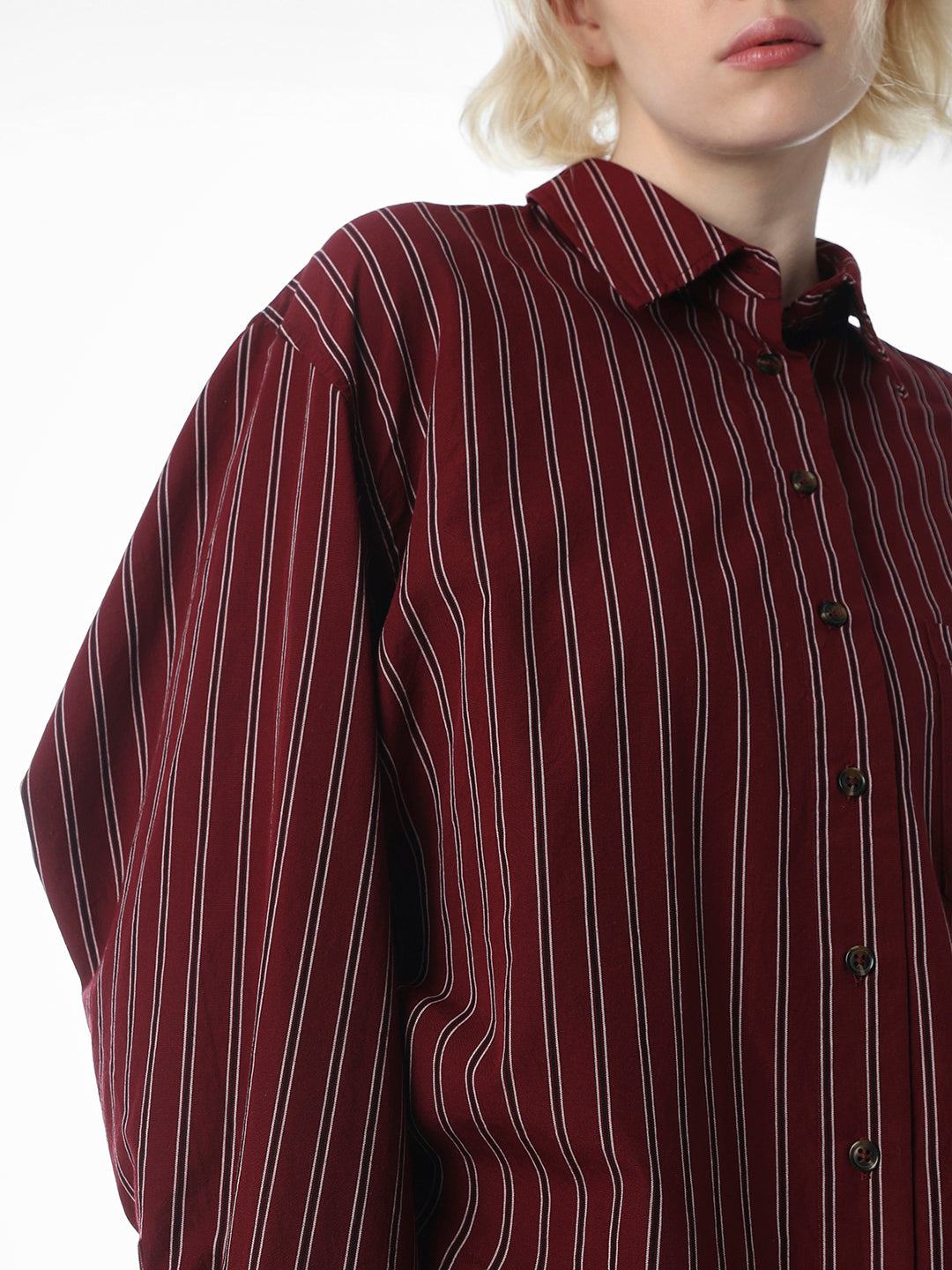 Maroon Striped Cotton Shirt