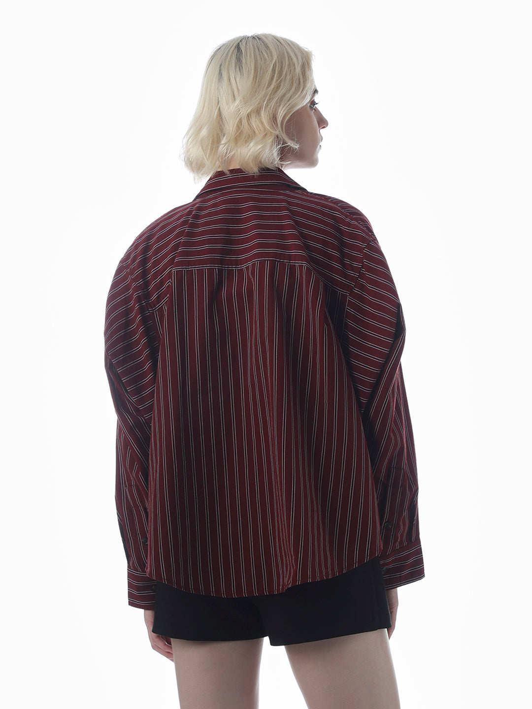 Maroon Striped Cotton Shirt